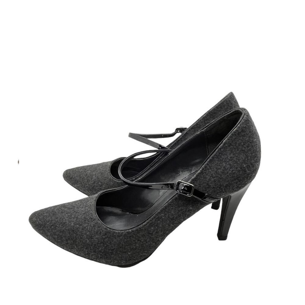 Dana Buchman High Heel Shoes Women 8.5 Gray Fabric Vegan Mary Jane 40s Vibe